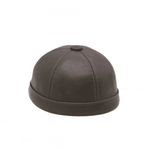 İsme Özel Docker Şapka - %100 Gerçek Deri - AB01009 - Kahverengi