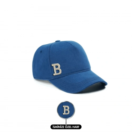 İsme Özel Gabardin Kep Şapka - AB01005 - Saks Mavisi