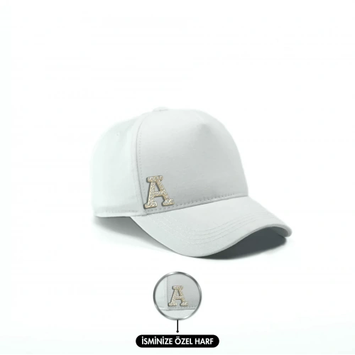 İsme Özel Gabardin Kep Şapka - AB01005 - Beyaz