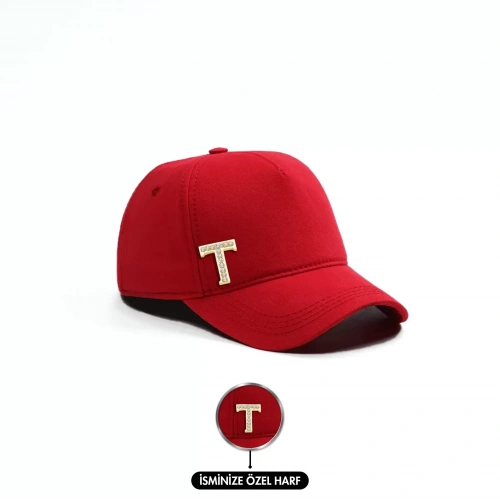 İsme Özel Gabardin Kep Şapka - AB01005 - Kırmızı