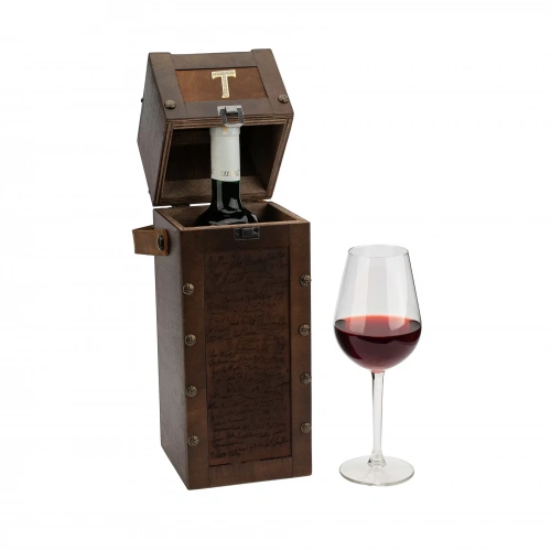 İsme Özel Kare Kapaklı Tekli Şaraplık - HH06001 - Kahverengi