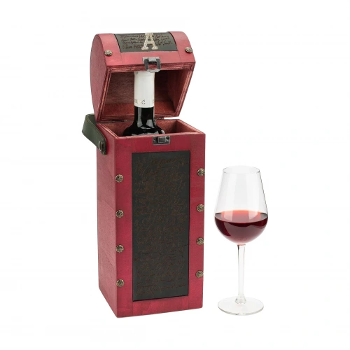 İsme Özel Oval Kapaklı Tekli Şaraplık - HH06004 - Bordo