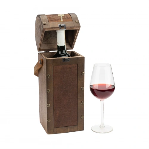 İsme Özel Oval Kapaklı Tekli Şaraplık - HH06004 - Kahverengi