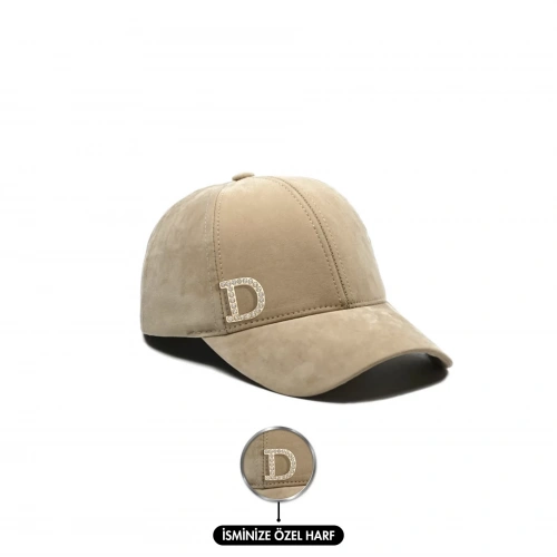 İsme Özel Süet Kep Şapka - AB01013 - Bej