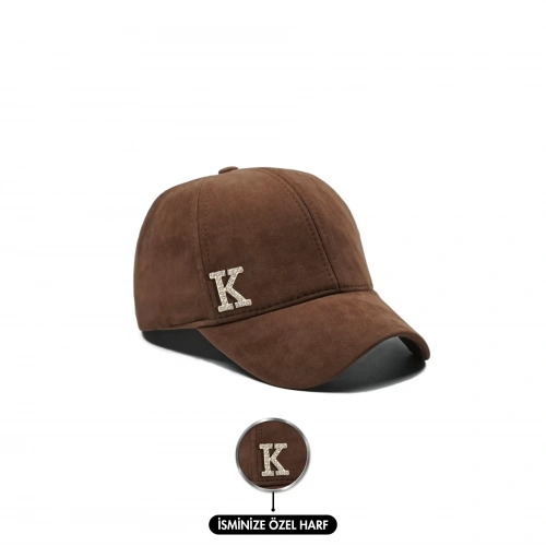 İsme Özel Süet Kep Şapka - AB01013 - Kahverengi