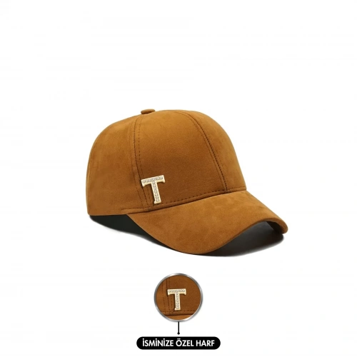 İsme Özel Süet Kep Şapka - AB01013 - Camel