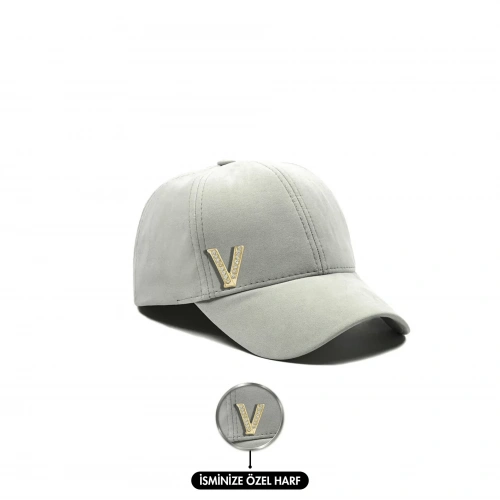 İsme Özel Süet Kep Şapka - AB01013 - Taş