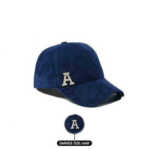 İsme Özel Süet Kep Şapka - AB01013 - Lacivert