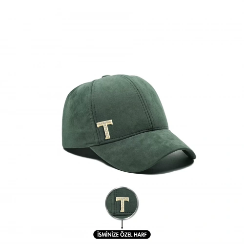 İsme Özel Süet Kep Şapka - AB01013 - Haki