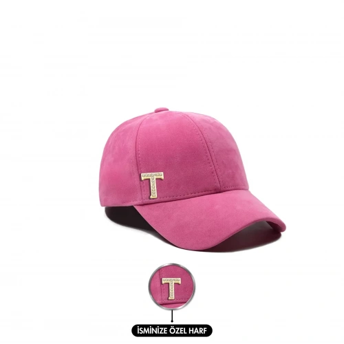 İsme Özel Süet Kep Şapka - AB01013 - Pembe