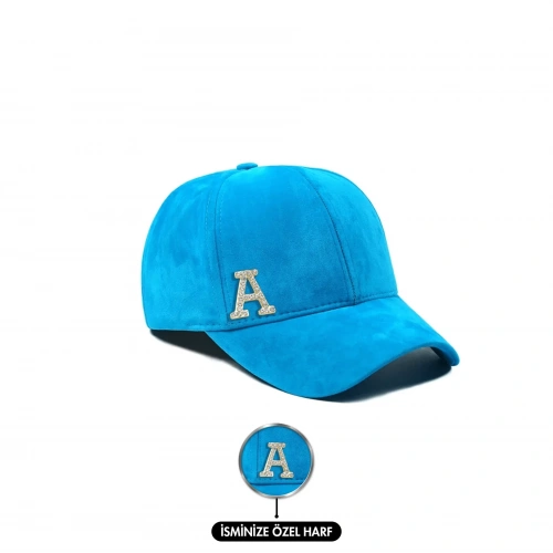 İsme Özel Süet Kep Şapka - AB01013 - Turkuaz