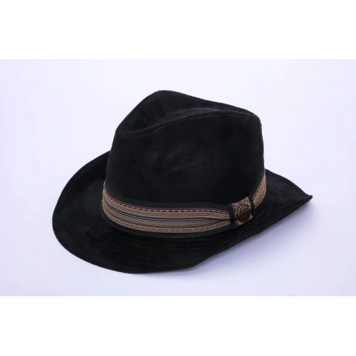 İsme Özel Süet Kovboy Fötr Şapka - AB01007 - Siyah