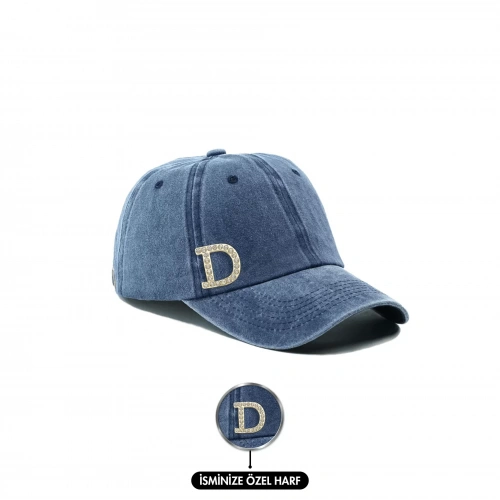 İsme Özel Yıkamalı Kep Şapka - AB01010 - Lacivert