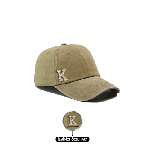 İsme Özel Yıkamalı Kep Şapka - AB01010 - Koyu Haki