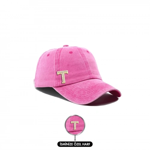 İsme Özel Yıkamalı Kep Şapka - AB01010 - Pembe
