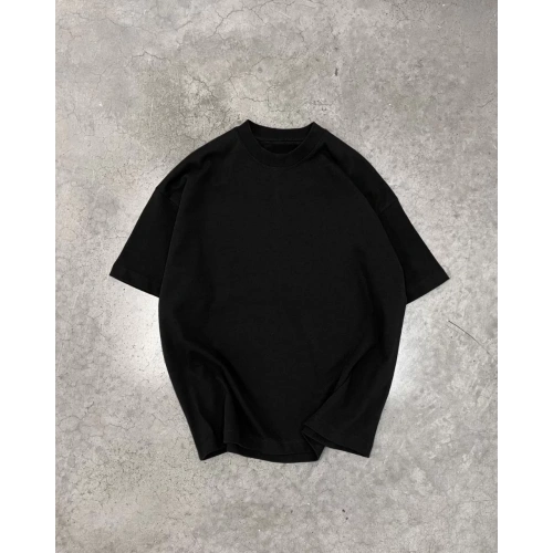 Unisex Basic Bisiklet Yaka Oversize T-Shirt - Siyah