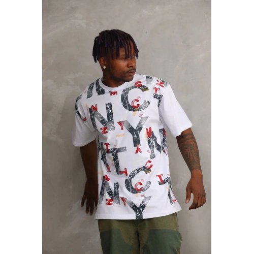 Unisex Baskılı Oversize T-Shirt - Beyaz