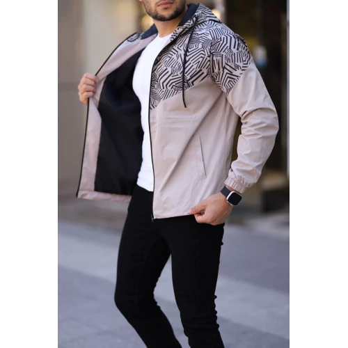 Unisex Kapüşonlu İçi Astarlı Yağmurluk - Bej