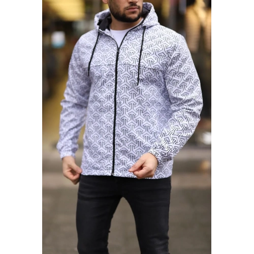 Unisex Kapüşonlu İçi Astarlı Yağmurluk - Beyaz