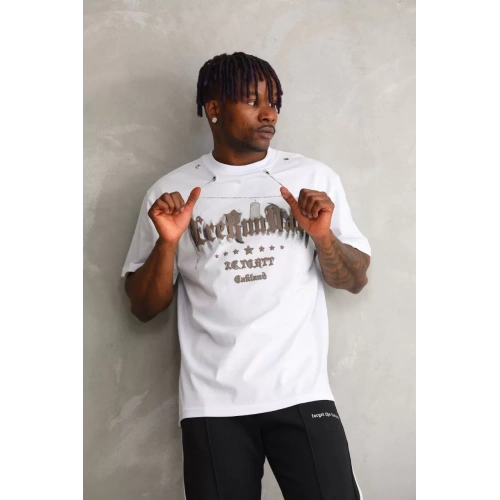 Unisex Oversize Kolye Dahil T-Shirt - Beyaz