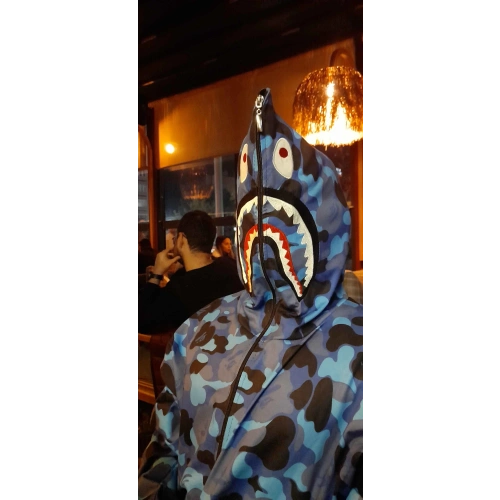 Unisex Pubg Bape x Shark Hoodie - Mavi