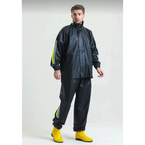 Motorcu Kurye Su Geçirmez Yağmurluk Takım - Siyah