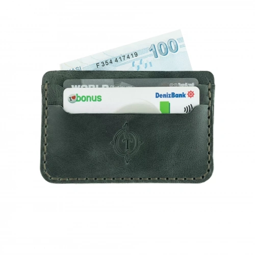 İsme Özel Yatay Kartlık - %100 Rainbow Deri - A011001 - Haki