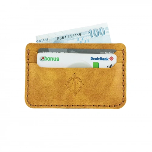 İsme Özel Yatay Kartlık - %100 Rainbow Deri - A011001 - Hardal Sarısı