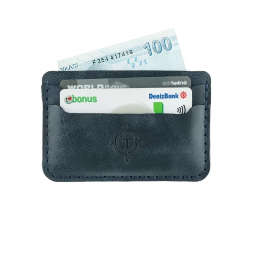 İsme Özel Yatay Kartlık - %100 Rainbow Deri - A011001 - Lacivert