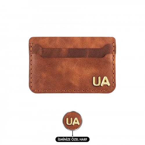 İsme Özel Yatay Kartlık - %100 Rainbow Deri - A011001 - Tobacco