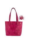 İsme Özel Tote Bag El Omuz Çantası - %100 Rainbow Deri - AC03003 - Fuşya