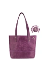 İsme Özel Tote Bag El Omuz Çantası - %100 Rainbow Deri - AC03003 - Mor