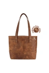 İsme Özel Tote Bag El Omuz Çantası - %100 Rainbow Deri - AC03003 - Kahverengi