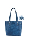 İsme Özel Tote Bag El Omuz Çantası - %100 Rainbow Deri - AC03003 - Saks Mavisi