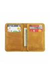 İsme Özel Dikey Mini Cüzdan - %100 Rainbow Deri - A010005 - Hardal Sarısı