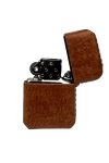 Handmade El Yapımı Hakiki Deri Zippo Modeli Çakmak - AG02001 - Kahverengi