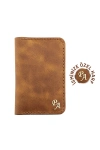İsme Özel Dikey Mini Cüzdan - %100 Rainbow Deri - A010005 - Camel