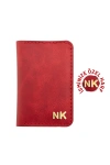 İsme Özel Dikey Mini Cüzdan - %100 Rainbow Deri - A010005 - Kırmızı