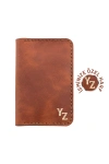 İsme Özel Dikey Mini Cüzdan - %100 Rainbow Deri - A010005 - Tobacco