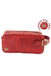 İsme Özel Dopp Kit Kişisel Bakım ve Seyahat Çantası - %100 Rainbow Deri - AC14004 - Kırmızı