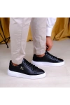 Kişiselleştirilebilir Kalın Ortopedik Tabanlı %100 Deri Sneaker Spor Ayakkabı - Siyah - Beyaz