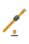 İsme Özel El Dikişli Apple Watch Saat Kordonu - %100 Çift Kat Deri - AG03001 - Hardal Sarısı