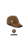 İsme Özel Kep Şapka - %100 Deri - AB01012 - Camel