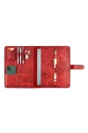 İsme Özel Çıtçıtlı Fonksiyonlu Macbook Organizer - %100 Rainbow Deri - ET02001 - Kırmızı
