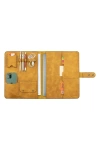 İsme Özel Çıtçıtlı Fonksiyonlu Macbook Organizer - %100 Rainbow Deri - ET02001 - Hardal Sarısı