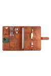 İsme Özel Çıtçıtlı Fonksiyonlu Macbook Organizer - %100 Rainbow Deri - ET02001 - Tobacco