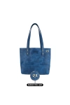 İsme Özel Tote Bag El Omuz Çantası - %100 Rainbow Deri - AC03003 - Saks Mavisi