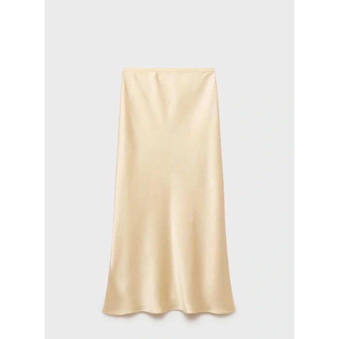 Kadın Saten Midi Etek | Lastikli Bel, Yüksek Bel, Kemersiz | Şık ve Rahat A Kesim