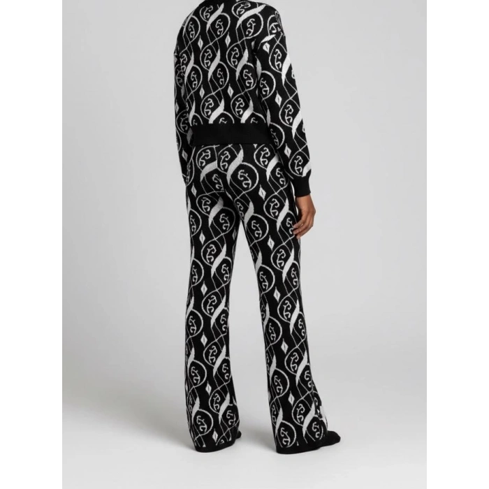 Sıcak Tutan Kışlık | Desenli Kadın Alt Üst Triko Takım Pamuk Akrilik Geniş Paça