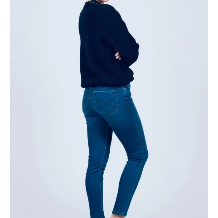 Sıcak Tutan Kışlık | Lacivert Kalın Örgü Kadın Bisiklet Yaka Triko Kazak